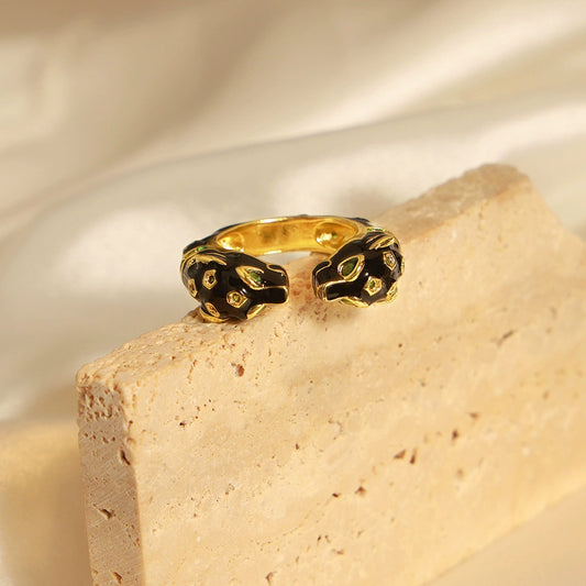 Jewelry Copper Animals Zodiac Dripping Oil Style Ring