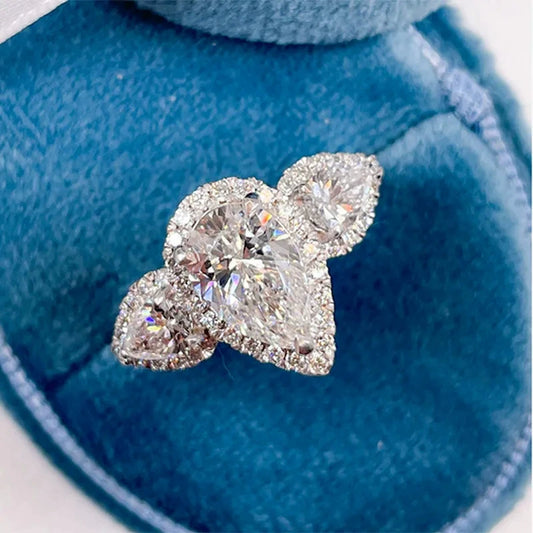 Jewelry Copper Dropshaped Inlaid Zircon Women's Ring