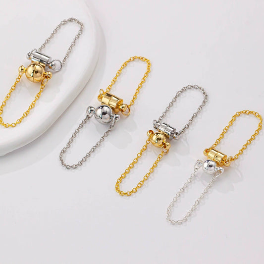 Jewelry Copper Electroplated Magnetic Buckle With Chain For Bracelet And Necklace