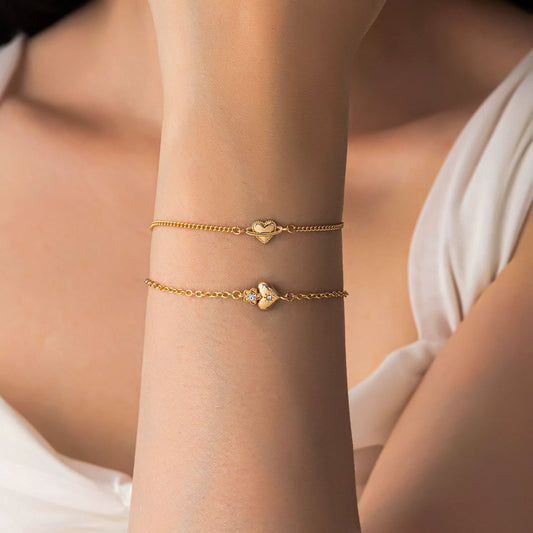 Jewelry Light Luxury Style Heart Shape Copper Plastic Gold Plated Adjustable Bracelet