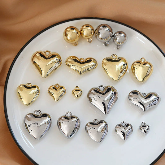 Jewelry Necklace Earrings Diy Accessories Resin Heart Ball Pendant Minimalist Geometric Electroplating