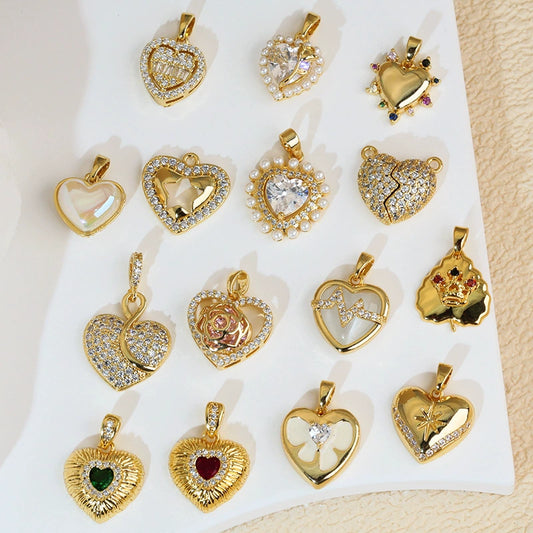 Jewelry Pendant Earrings Bracelet Necklace Accessories Retro Heart Shape Copper Electroplated