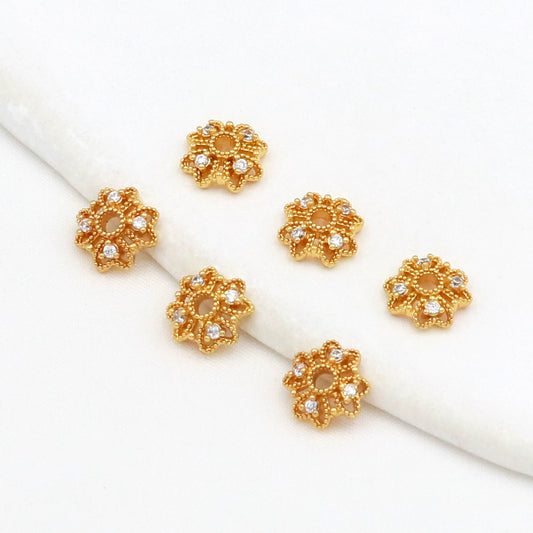 Jewelry Spacer Accessory Copper 18K Goldplated Clover Flower Bead Cap Handmade Diy Bracelet Necklace