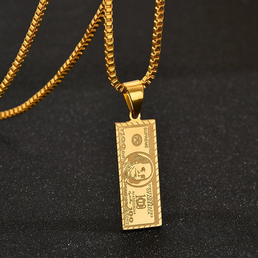 Jewelry Stainless Steel Geometric Pendant Necklace With Electroplating For Men