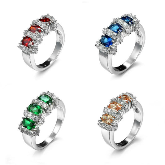Jewelry Zircon Ring Copper Geometric Electroplating Women's