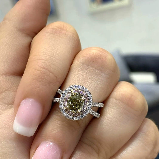 Ladies Copper Geometric Zircon Engagement And Wedding Ring