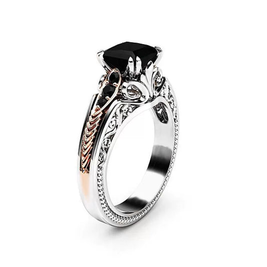 Ladies Copper Zircon Ring With Geometric Design And Exquisite Hollow Style