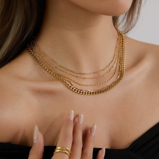 Ladies Stainless Steel Chain Necklace With Electroplating Light Luxury Style