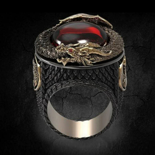 Men's Copper Dragon Ring With Animal Zodiac Pattern And Electroplating Treatment