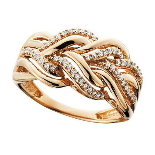 Multi Layer Winding Hollow Metal Geometric Twist Ring For Men And Women Copper Material