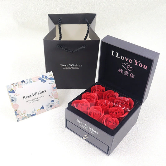 Paper Cardboard Jewelry Packaging Box For Necklace And Ring With Eternal Rose Design And Moissanite Diamond Inspection Certificate Holder
