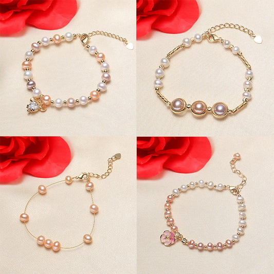 Pearl Bracelet Freshwater Pearl Copper Alloy Heart Shaped Women's Jewelry