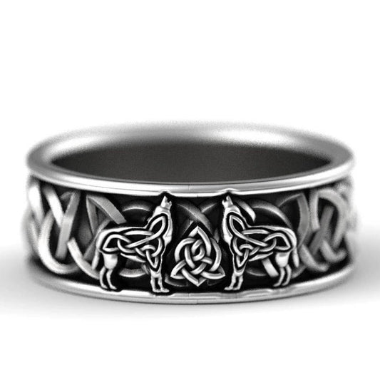 Pirate Wolf Ring Copper Geometric Nordic Mythical Giant Wolf Fenrir Defense Totem Unisex