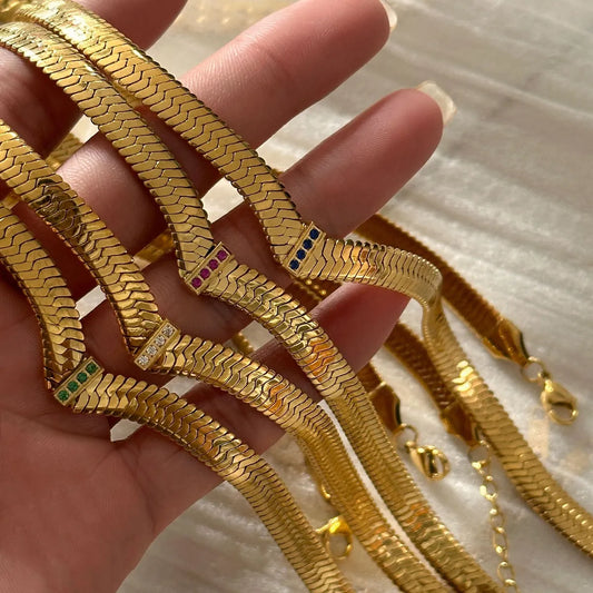 Retro Water Droplets Stainless Steel Plating Zircon Necklace