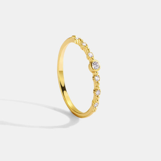 Ring Copper Real Gold Plating Geometric Wave Women's