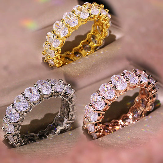Ring Copper Zircon Diamond Geometric Women's
