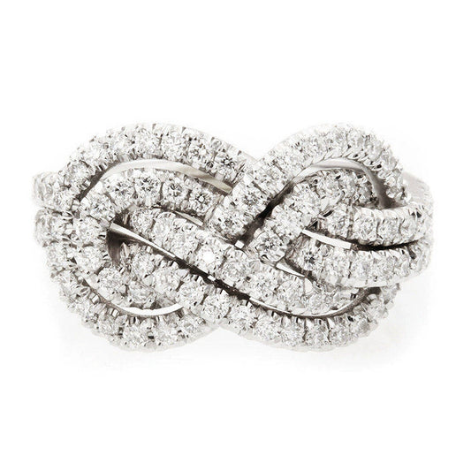 Ring Copper Zircon Geometric Cross Knot Design Women's Niche Exquisite Fashion