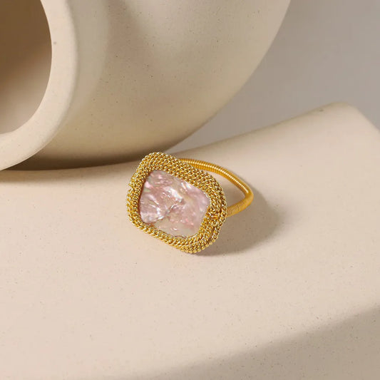 Simple Style Classic Style Flower Freshwater Pearl Copper Plating Inlay Pearl 18k Gold Plated Rings