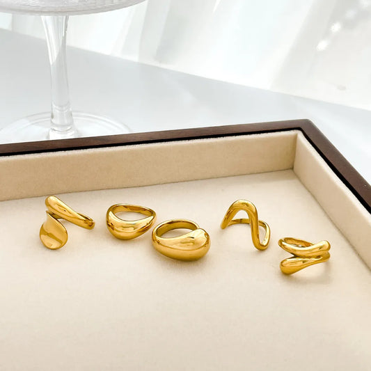 Simple Style Commute Solid Color Stainless Steel Plating Gold Plated Rings