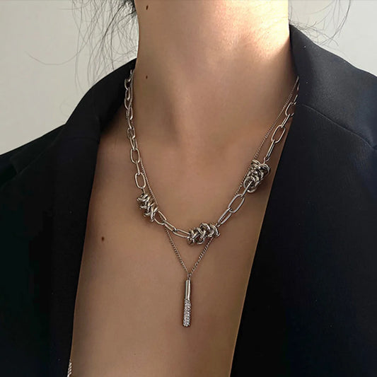 Simple Style Cool Style Geometric Alloy Stainless Steel Plating Unisex Layered Necklaces