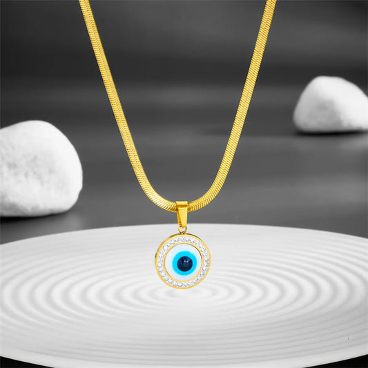 Simple Style Devil's Eye Stainless Steel Plating Pendant Necklace