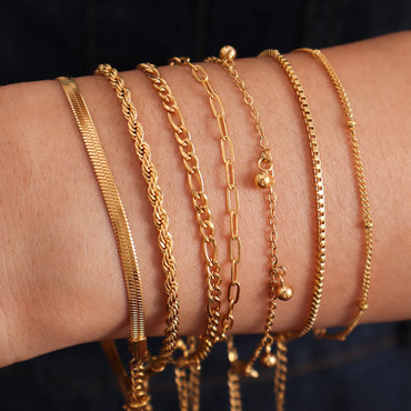 Simple Style Geometric 316L Stainless Steel 18K Gold Plated Bracelets In Bulk
