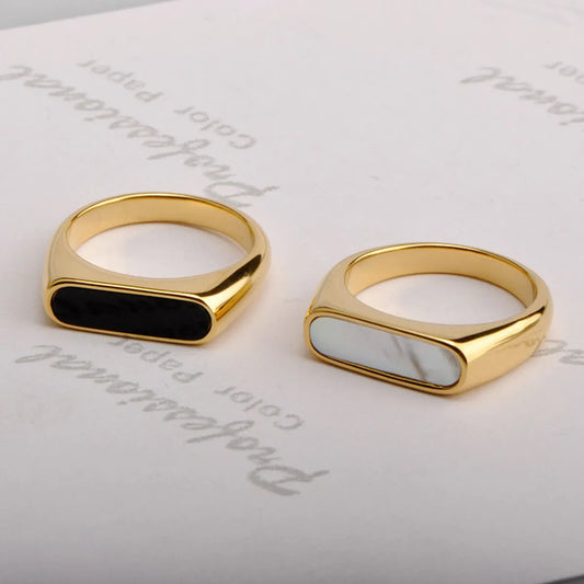 Simple Style Geometric Stainless Steel Plating Inlay Shell Rings 1 Piece