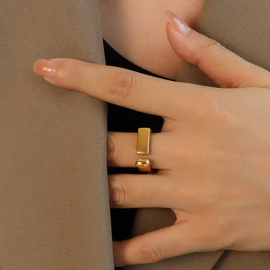 Simple Style Geometric Stainless Steel Plating Metal 18k Gold Plated Open Ring
