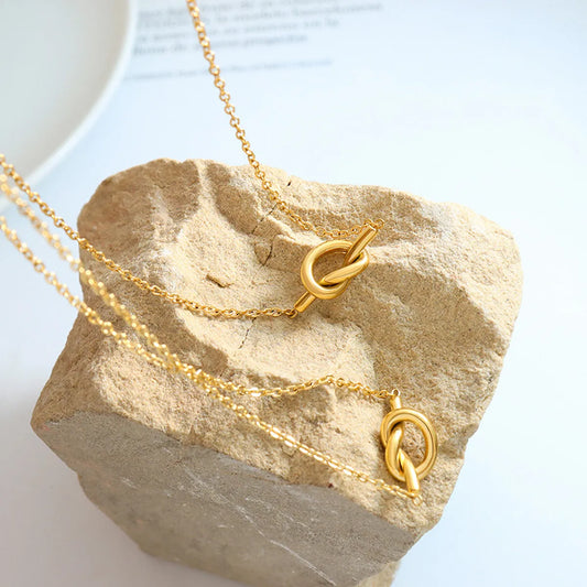 Simple Style Knot Stainless Steel Plating 18k Gold Plated Necklace