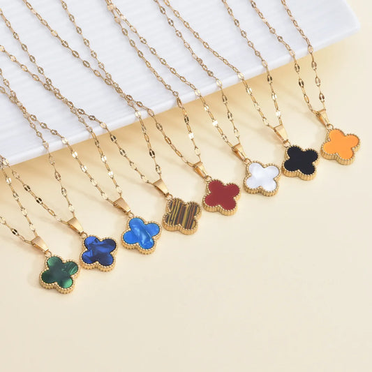 Simple Style Leaf Stainless Steel Inlay Rhinestones Pendant Necklace
