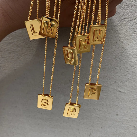 Simple Style Letter Square Stainless Steel Necklace 1 Piece