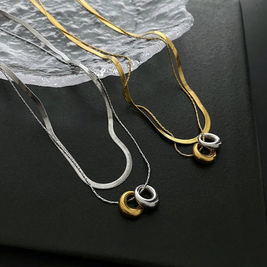 Simple Style Round Stainless Steel Plating Pendant Necklace