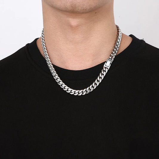 Simple Style Solid Color Stainless Steel Chain Men'S Necklace