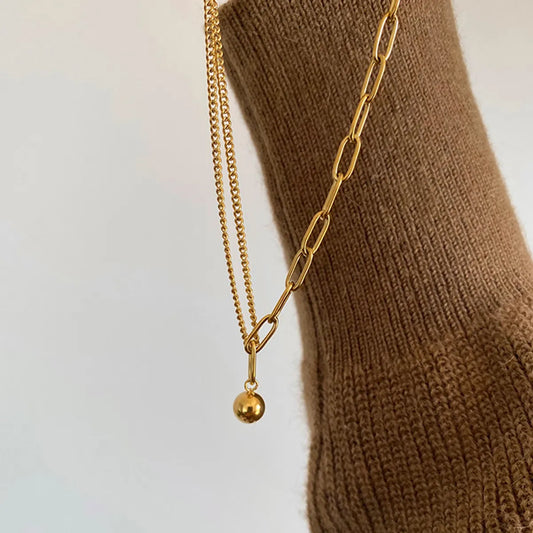 Simple Style Solid Color Stainless Steel Plating Chain 18k Gold Plated Pendant Necklace