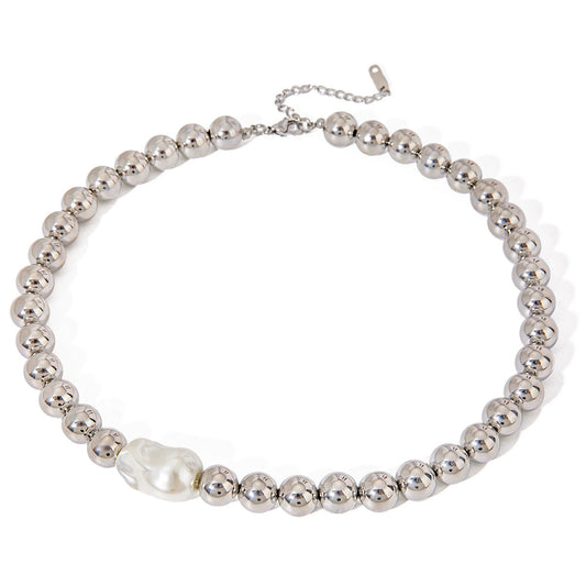 Stainless Steel And Titanium Steel Geometric Baroque Necklace For Women With Electroplating Treatment