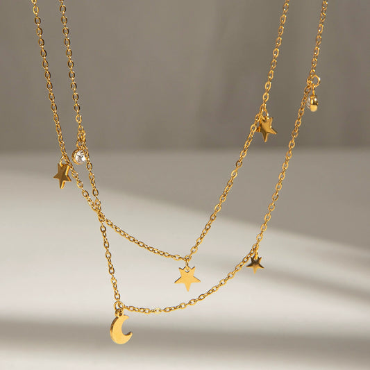 Stainless Steel And Titanium Steel Star Shape Electroplated Necklace For Women
