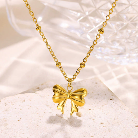 Stainless Steel Bow Tie Necklace Jewelry
