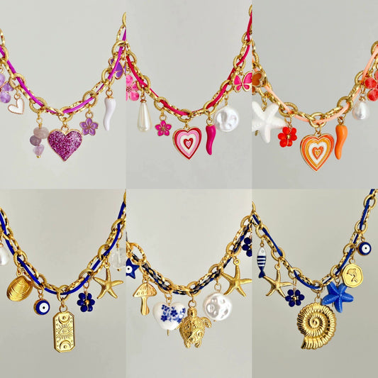 Stainless Steel Geometric Pattern Electroplated Pendant Braided Rope Necklace For Women