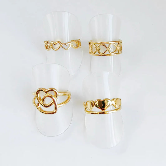 Stainless Steel Stainless Steel Vintage Style Double Heart Plating Open Rings