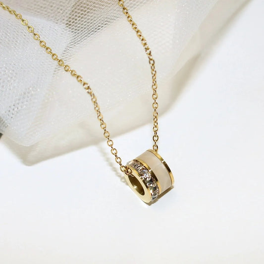 Stainless Steel 18K Gold Plated Vintage Style Classic Style Plating Inlay Round Zircon Pendant Necklace