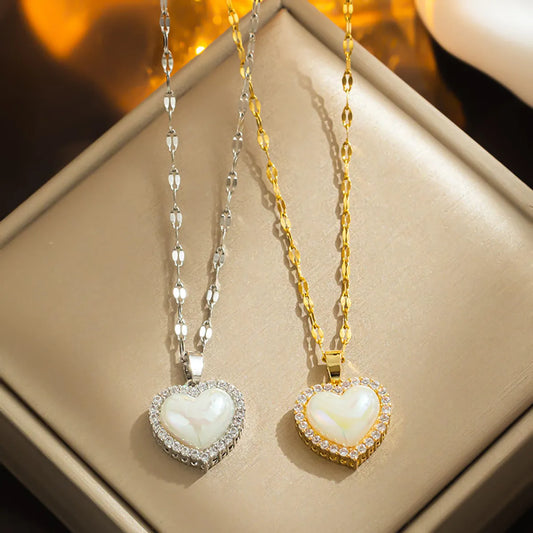 Stainless Steel IG Style Heart Shape Pendant Necklace