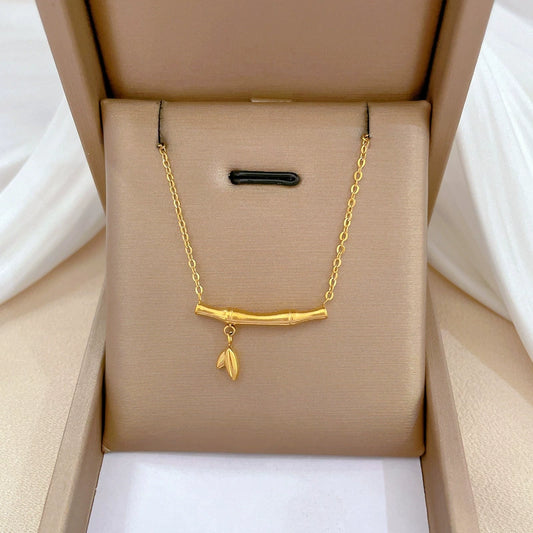 Stainless Steel Rich Bamboo Geometric Style Electroplated Unisex Necklace