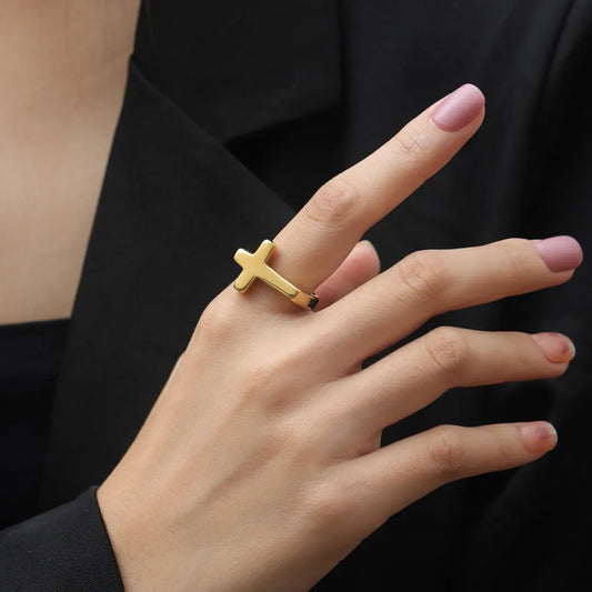 Stainless Steel Simple Style Cross Plating Rings