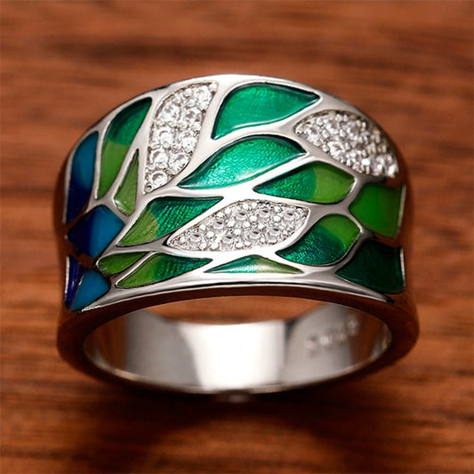 Unisex Rings Copper Imitation Enamel Glue Leaves Design