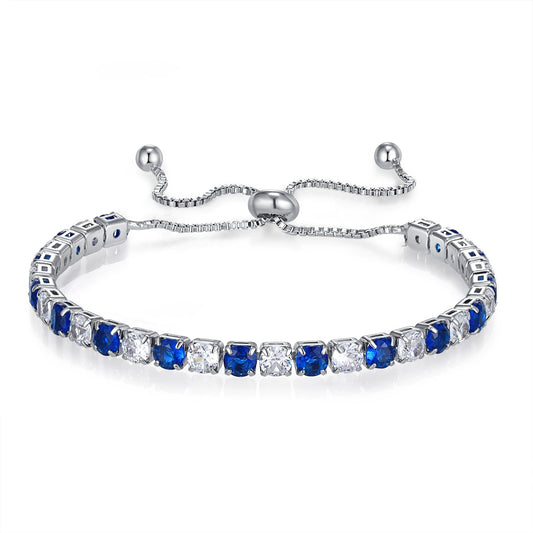 Wholesale Adjustable Colorful Zircon Tennis Bracelet Copper Inlaid With Zircon White Golden Plated Fashion Geometric Style
