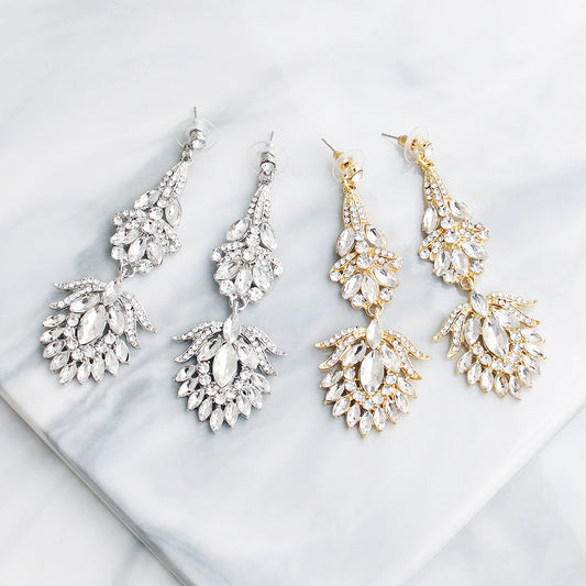 Wholesale Alloy Diamond Earrings Exaggerated Retro Style Electroplated For Women