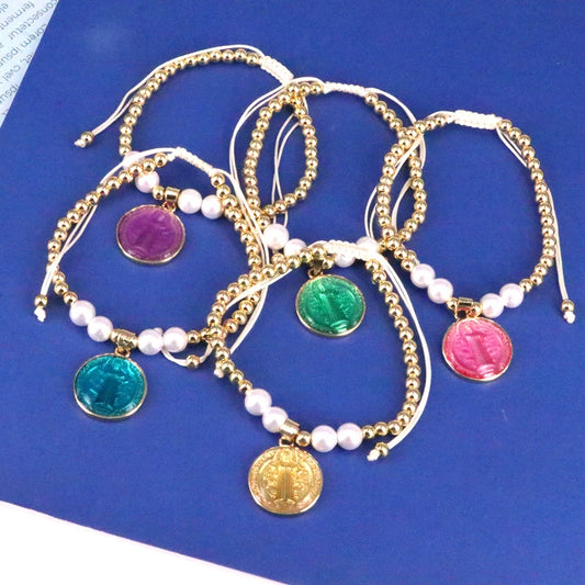 Wholesale Beaded Bracelet Copper Gold Plated Geometric Bohemian Style Handmade Woven