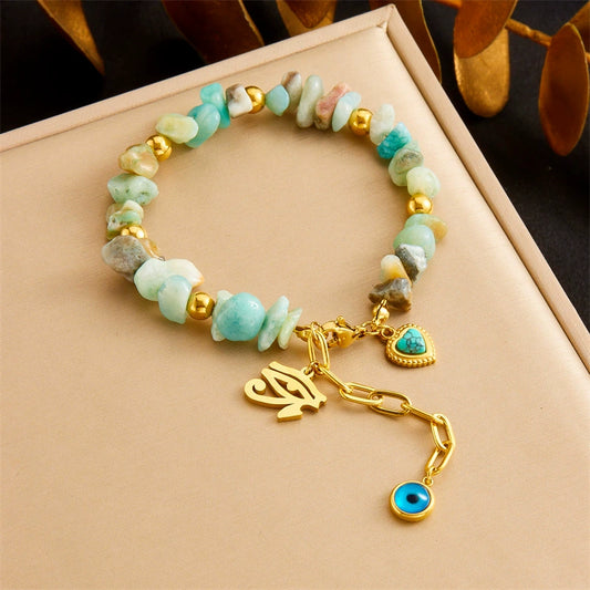 Wholesale Bracelet Copper Electroplating Heart Crown Baby Elephant Star Natural Stone Beaded