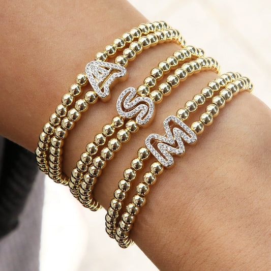 Wholesale Bracelet Copper Plated Gold Cute Letters Pattern Electroplating For Women