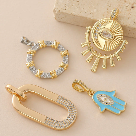 Wholesale Copper Electroplated Inlaid Zircon Pendant Accessories For Women Necklace Bracelet
